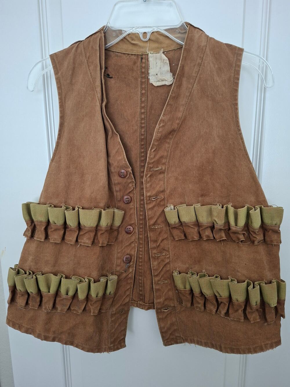 Vintage 20s 30s Duxbak Canvas Hunting Vest Ammo Pouches Brown